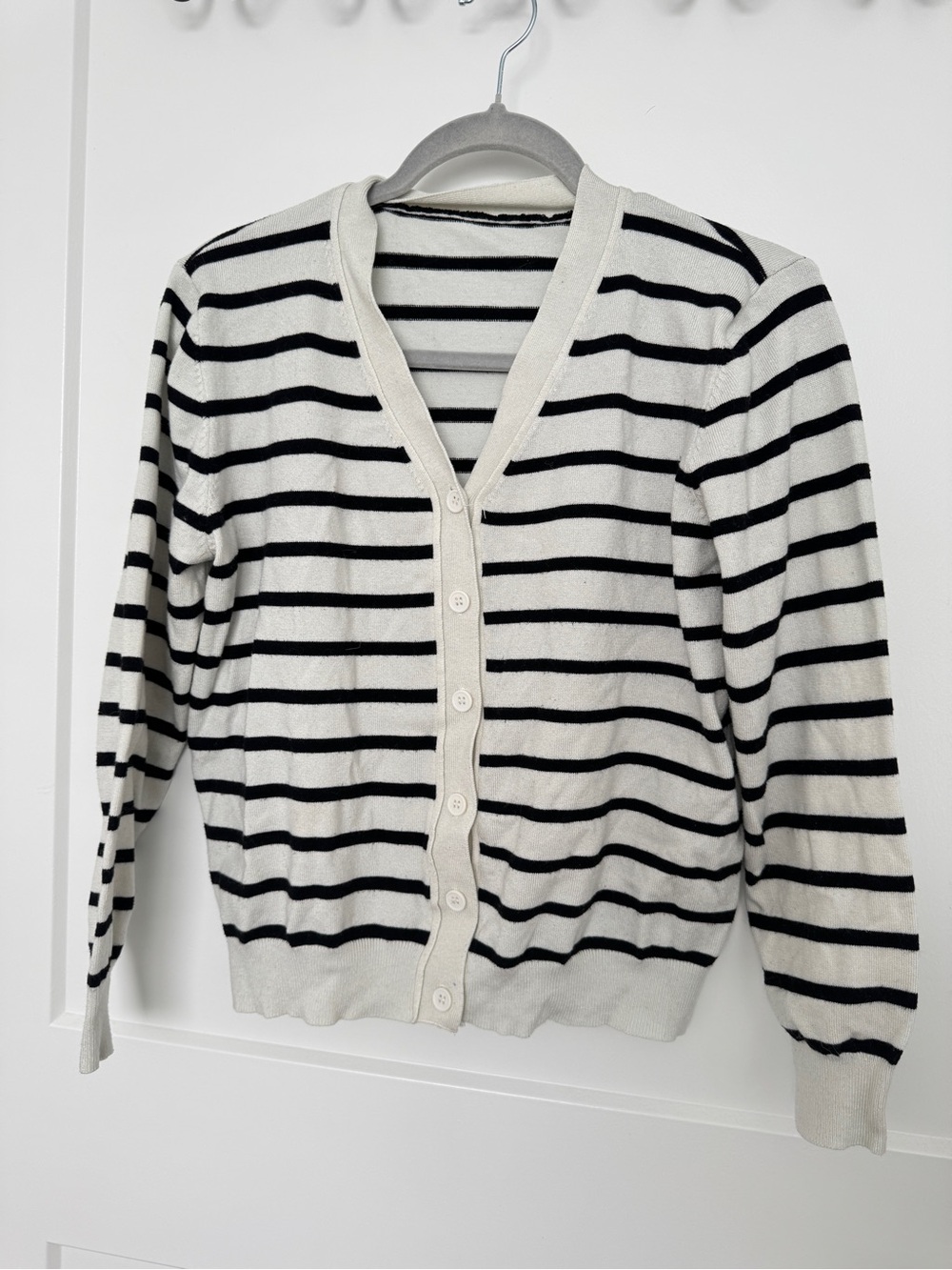Striped Black and White Button Cardigan